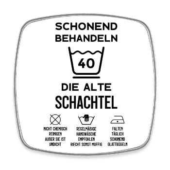 40. GEBURTSTAG SCHONEND BEHANDELN ALTE SCHACHTEL - Viereckiger Kühlschrankmagnet - Weiß - Vorne