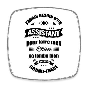 JE VAIS ÊTRE GRAND FRÈRE- FUTUR GRAND FRÈRE - Magnet carré - blanc - Devant