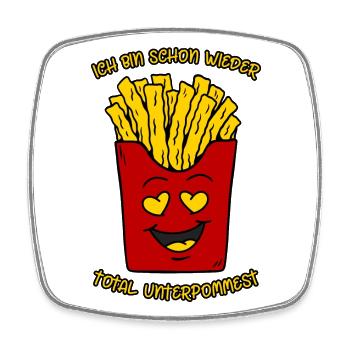 Pommes Frites / Schon wieder total unterpommest - Viereckiger Kühlschrankmagnet - Weiß - Vorne