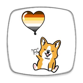 Corgi Herzballon Gay Bear Pride - Viereckiger Kühlschrankmagnet - Weiß - Vorne
