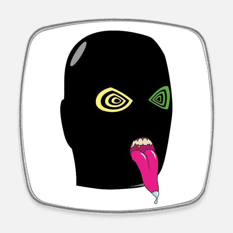 terrorist who sticks out his tongue - Square fridge magnet - white