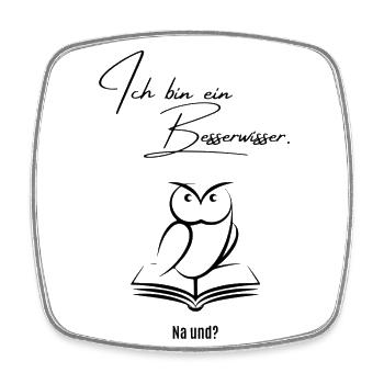 Besserwisser Eule - Viereckiger Kühlschrankmagnet - Weiß - Vorne