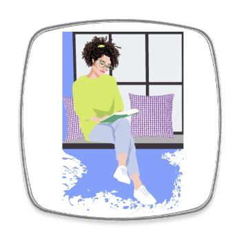 Amoureux des livres - Magnet carré - blanc - Devant