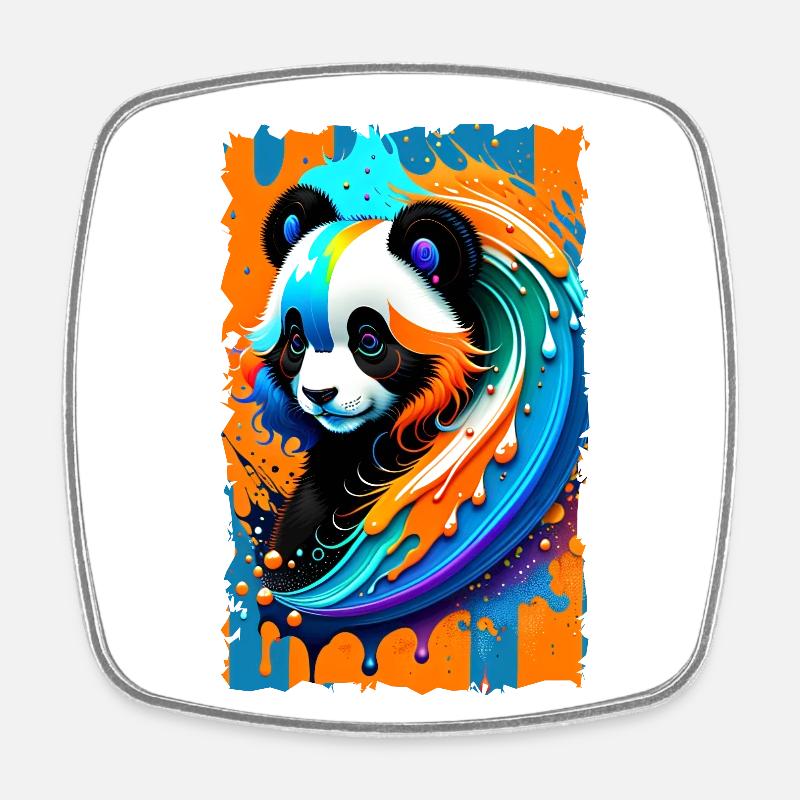 Colorful Art Potrait Panda 1.2 - Square fridge magnet - white
