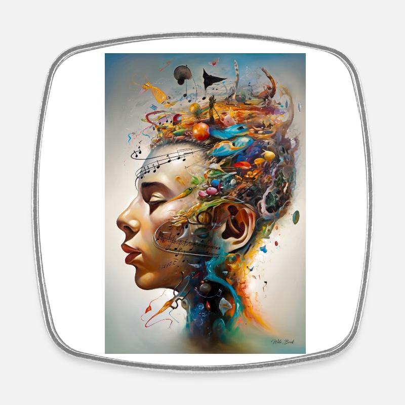 In love with music - Square fridge magnet - white