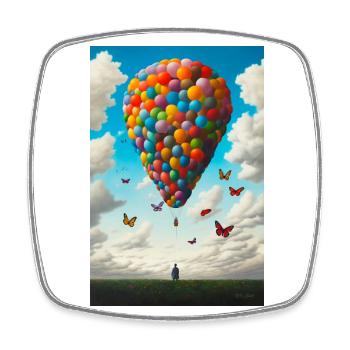 Ballooning - Square fridge magnet - white - Front