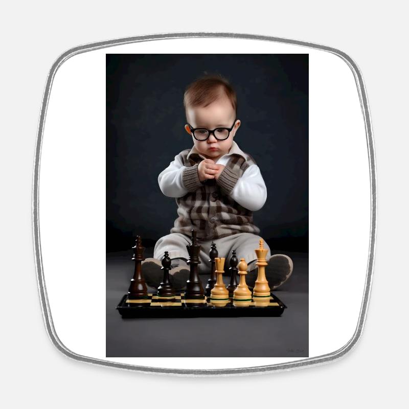 Chess Baby - Square fridge magnet - white