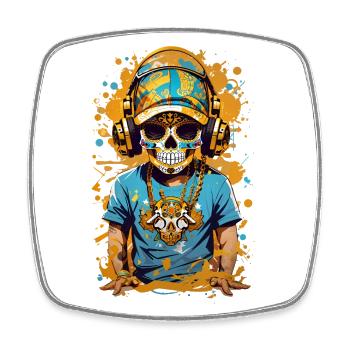 Golden Sugar Skull - Square fridge magnet - white - Front