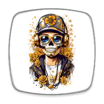 Golden Sugar Skull - Square fridge magnet - white - Front
