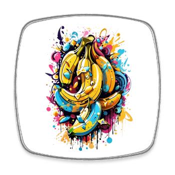 Graffiti Bananes - Magnet carré - blanc - Devant