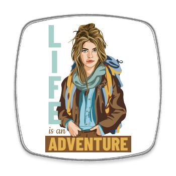 Life is an Adventure - Square fridge magnet - white - Front