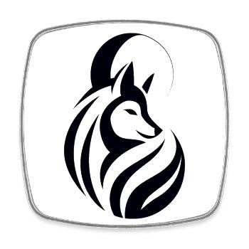 Wolf Tribal - Viereckiger Kühlschrankmagnet - Weiß - Vorne