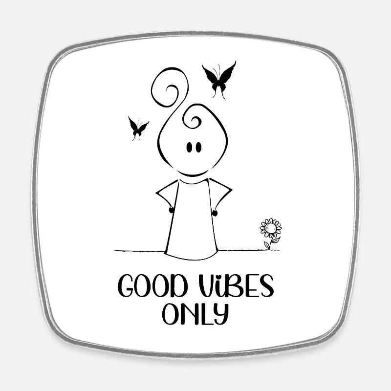 Good Vibrations Only - Viereckiger Kühlschrankmagnet - Weiß