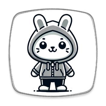 Playful Bunny - Confident and Cool - Square fridge magnet - white - Front