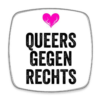 QUEERS GEGEN RECHTS - Viereckiger Kühlschrankmagnet - Weiß - Vorne