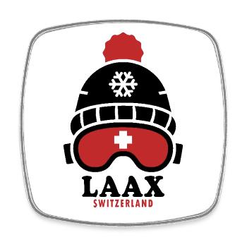 Laax station de ski Suisse Alpes - Magnet carré - blanc - Devant