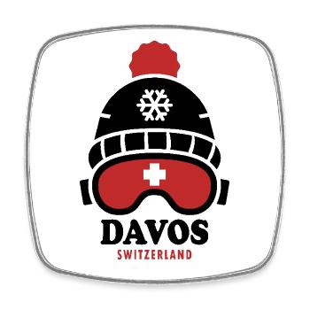 Davos station de ski Suisse Alpes - Magnet carré - blanc - Devant