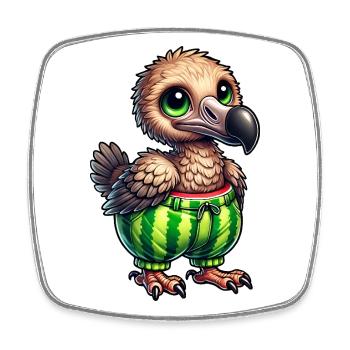 Skurriler Dodo mit Wassermelone lustig fruchtig - Viereckiger Kühlschrankmagnet - Weiß - Vorne
