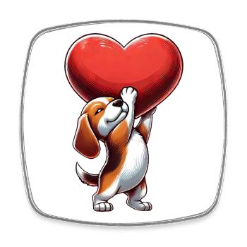 Beagle Herz Verliebt Valentinstag - Viereckiger Kühlschrankmagnet - Weiß - Vorne