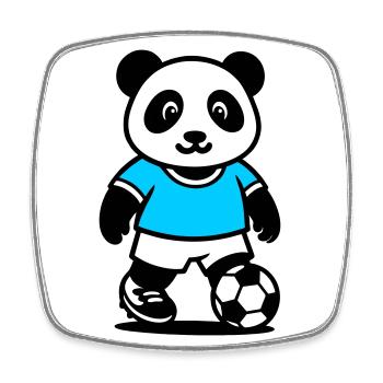 Panda footballeur mignon et stylé Kawaii Foot - Magnet carré - blanc - Devant