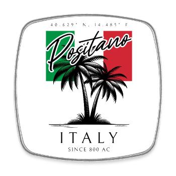 Positano Amalfiküste Palmen Flagge Reise Souvenir - Viereckiger Kühlschrankmagnet - Weiß - Vorne