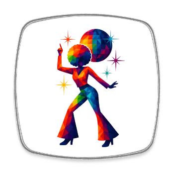 WPAP Style - Female Disco Dancer from the 70s - Square fridge magnet - white - Front