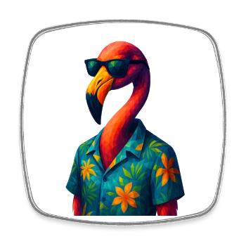 WPAP Stil Tiere - Flamingo mit Sonnenbrille - Viereckiger Kühlschrankmagnet - Weiß - Vorne