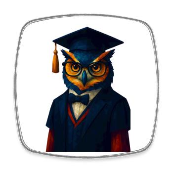 WPAP Stil Tier - Eule im Professoren-Outfit Fliege - Viereckiger Kühlschrankmagnet - Weiß - Vorne