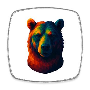 WPAP Stil Tiere - Grizzlybär Porträt - Viereckiger Kühlschrankmagnet - Weiß - Vorne