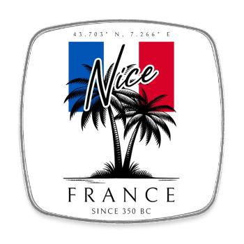 Nizza Frankreich Palmen Flagge Reise Souvenir - Viereckiger Kühlschrankmagnet - Weiß - Vorne