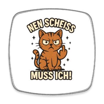 Lustige Katze mit frechem Spruch 'nen Scheiss - Viereckiger Kühlschrankmagnet - Weiß - Vorne