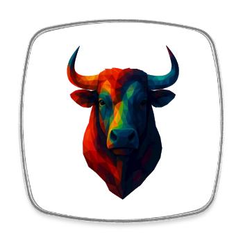 WPAP Polygon Stil Tiere - Stier Porträt - Viereckiger Kühlschrankmagnet - Weiß - Vorne