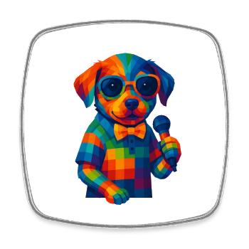WPAP Polygon Stil Tiere - Hundewelpe Sonnenbrille - Viereckiger Kühlschrankmagnet - Weiß - Vorne