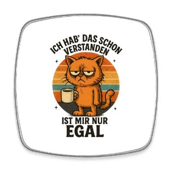 Chat Je m’en fiche Tasse à café - Magnet carré - blanc - Devant