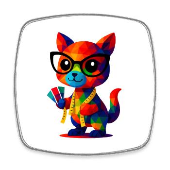 WPAP Polygon Kawaii Tiere Baby Katze Schneiderin - Viereckiger Kühlschrankmagnet - Weiß - Vorne