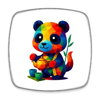 WPAP Polygon Kawaii Stil Tiere Baby Panda Teetasse - Viereckiger Kühlschrankmagnet - Weiß - Vorne
