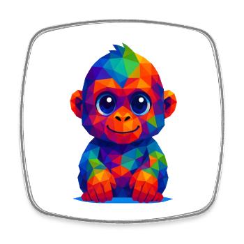 WPAP Polygon Kawaii Stil Tiere Baby Gorilla 2 - Viereckiger Kühlschrankmagnet - Weiß - Vorne