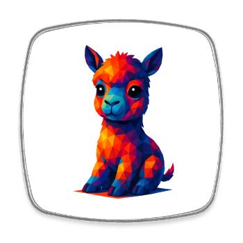 WPAP Polygon Kawaii Stil Tiere Baby Alpaka Lama - Viereckiger Kühlschrankmagnet - Weiß - Vorne