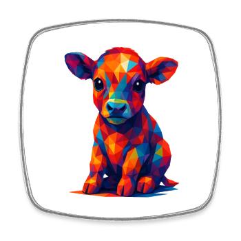 WPAP Polygon Kawaii Stil Tiere Baby Kälbchen Kuh - Viereckiger Kühlschrankmagnet - Weiß - Vorne