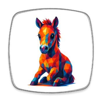 WPAP Polygon Kawaii Stil Tiere Baby Pferd Fohlen - Viereckiger Kühlschrankmagnet - Weiß - Vorne