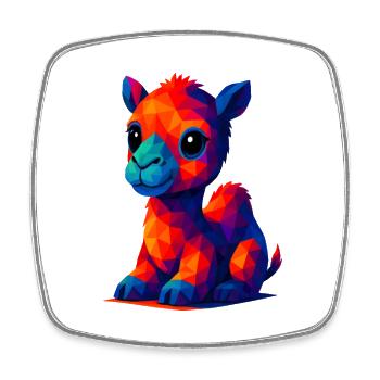 WPAP Polygon Kawaii Tiere Stil Baby Kamel Dromedar - Viereckiger Kühlschrankmagnet - Weiß - Vorne