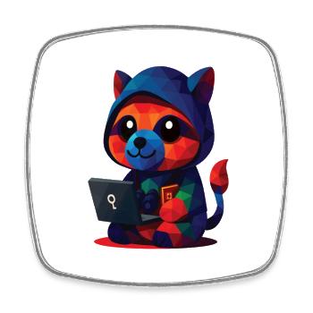 WPAP Polygon Kawaii Stil Tiere Baby Waschbär - Viereckiger Kühlschrankmagnet - Weiß - Vorne