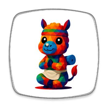 WPAP Polygon Kawaii Stil Tiere Baby Alpaka Yoga - Viereckiger Kühlschrankmagnet - Weiß - Vorne