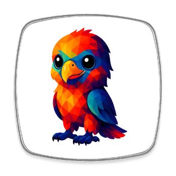 WPAP Polygon Kawaii Style Animals Baby Eagle - Square fridge magnet - white - Front