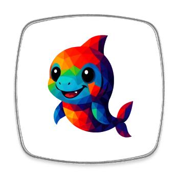 WPAP Polygon Kawaii Stil Tiere Baby Hai - Viereckiger Kühlschrankmagnet - Weiß - Vorne