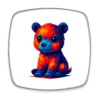 WPAP Polygon Kawaii Stil Baby Grizzly Braunbär - Viereckiger Kühlschrankmagnet - Weiß - Vorne