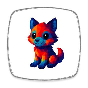 WPAP Polygon Kawaii Style Baby Wolf - Square fridge magnet - white - Front