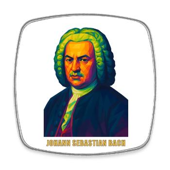 WPAP Polygon Portrait Johann Sebastian Bach - Square fridge magnet - white - Front