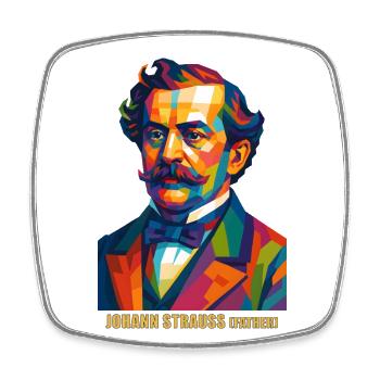 WPAP Polygon Portrait Johann Strauss (Father) - Square fridge magnet - white - Front
