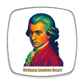 WPAP Polygon Porträt Wolfgang Amadeus Mozart - Viereckiger Kühlschrankmagnet - Weiß - Vorne